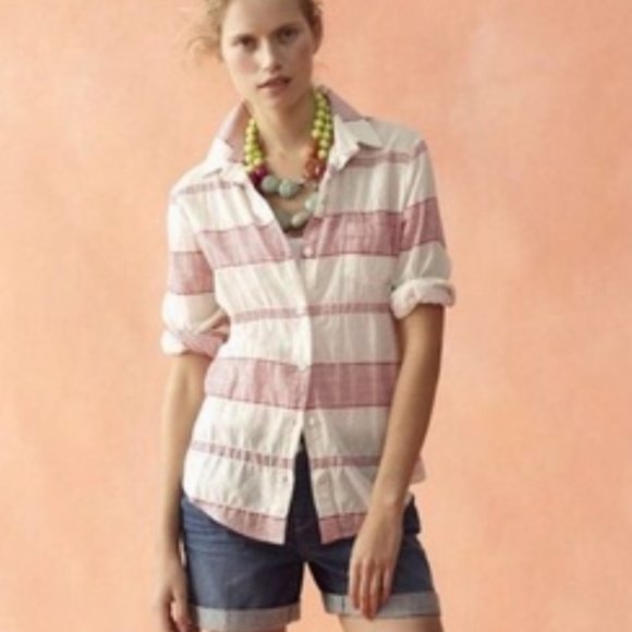 ANTHROPOLOGIE Lili's Closet Muted Stripes Blue L - Picture 7 of 7